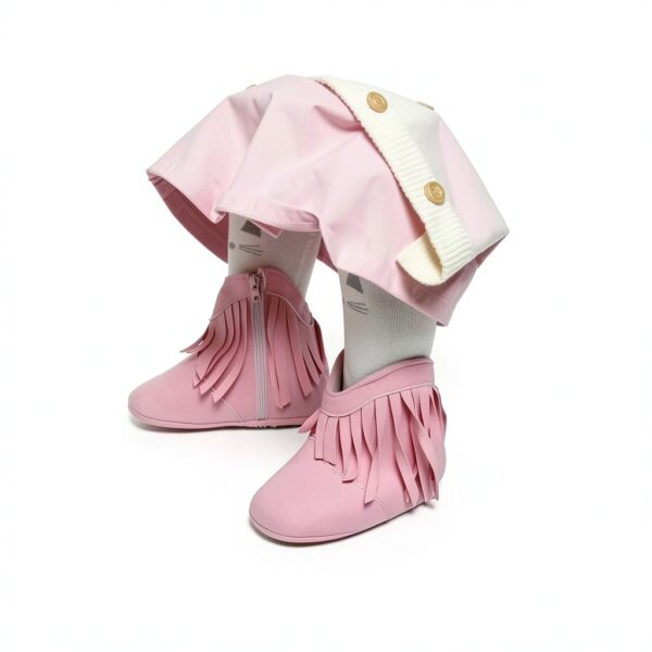 ESTAMICO Baby Girls Boots Soft Cotton Sole Zipper Closure-6