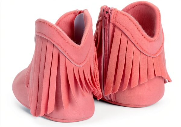 ESTAMICO Baby Girls Boots Soft Cotton Sole Zipper Closure-3