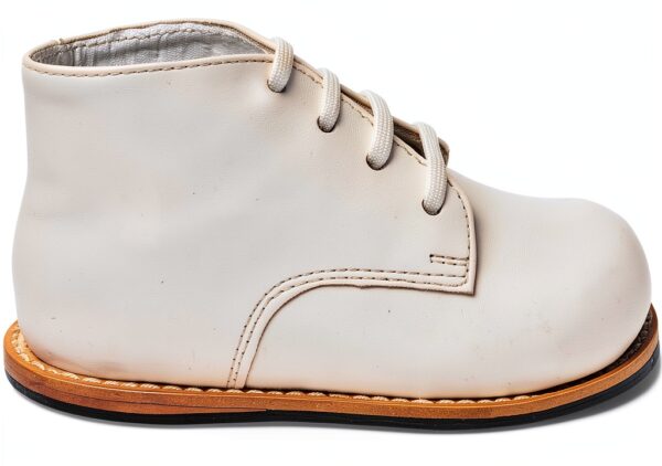 Josmo Leather Infant Walking Shoes White Lace-Up Support-1