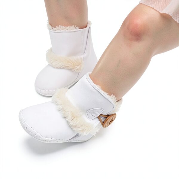 Baby Girls PU Leather Boots Fur Lined Non Slip Winter Shoes-1
