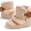 Baby Girls PU Leather Boots Fur Lined Non Slip Winter Shoes-2
