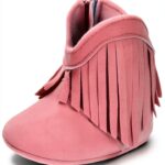 ESTAMICO Baby Girls Boots Soft Cotton Sole Zipper Closure-0