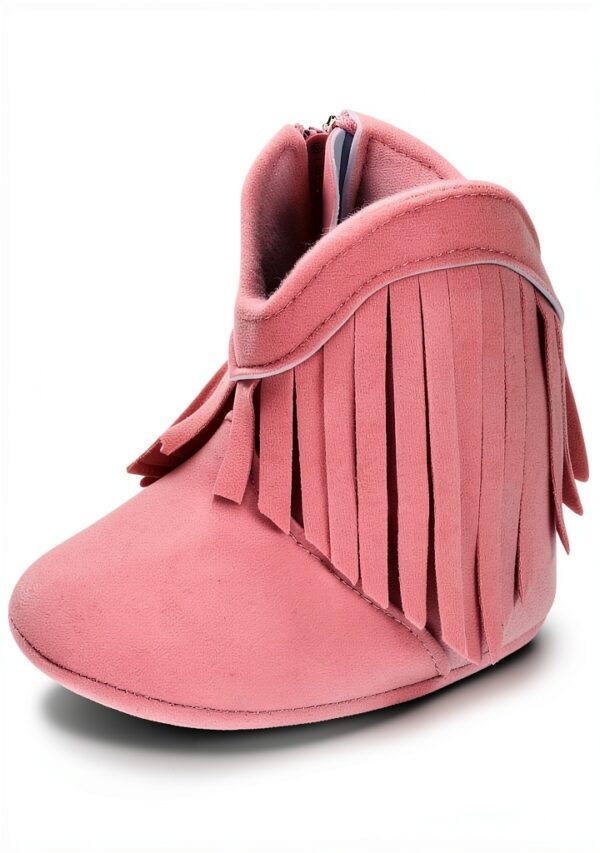 ESTAMICO Baby Girls Boots Soft Cotton Sole Zipper Closure-0