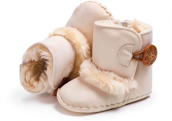 Baby Girls PU Leather Boots Fur Lined Non Slip Winter Shoes-3
