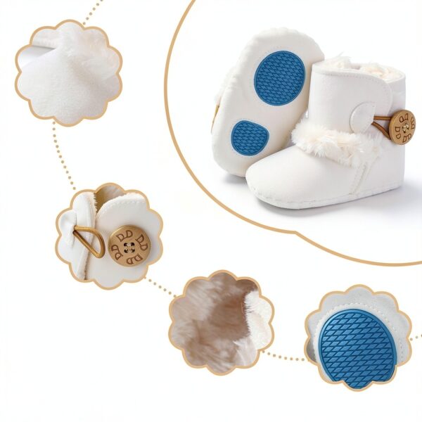 Baby Girls PU Leather Boots Fur Lined Non Slip Winter Shoes-4