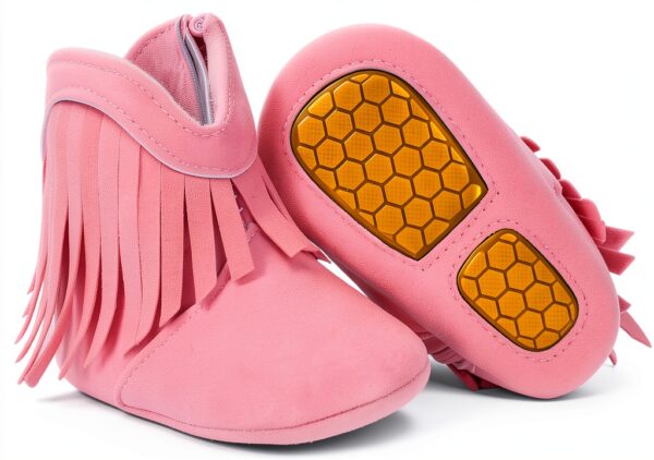 ESTAMICO Baby Girls Boots Soft Cotton Sole Zipper Closure-4