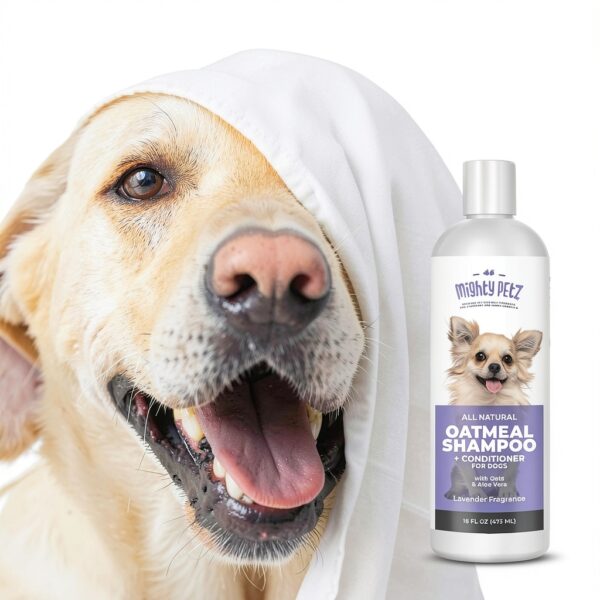 Dog Shampoo Mighty Petz Oatmeal Aloe 16oz-4