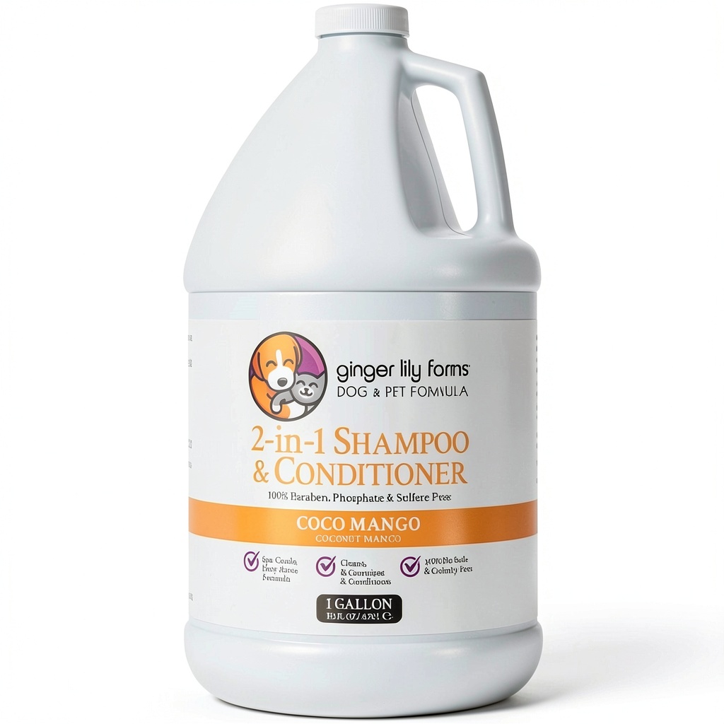 Unboxing TNG Worldwide 2in1 Gallon Dog Shampoo Conditioner on a bathroom countertop