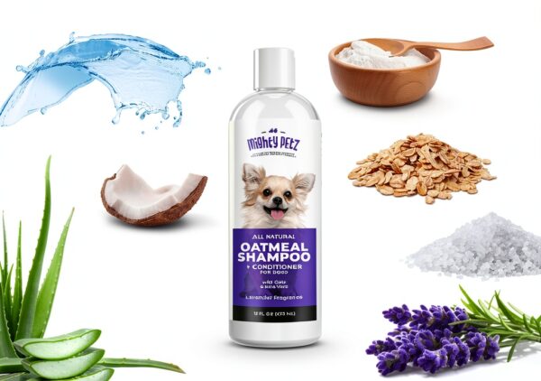Dog Shampoo Mighty Petz Oatmeal Aloe 16oz-1