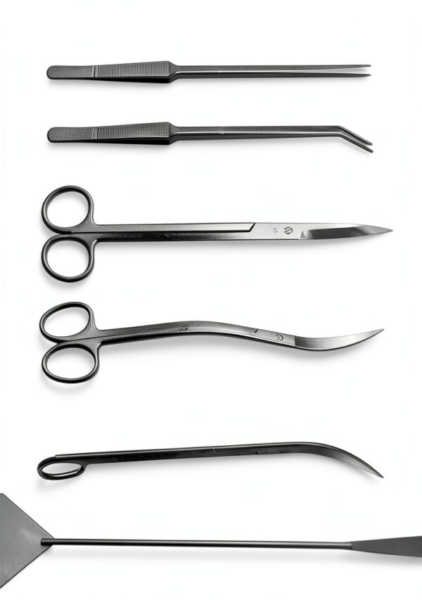 Aquascaping Tools 7-in-1 Kit KnR Harmony Steel Aquarium Set Black-7