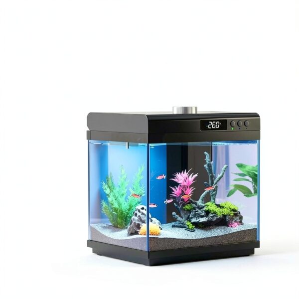 AQQA 3.7 Gallon Aquarium Starter Kit LED Light & 3‑in‑1 Filter Black-2