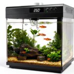 AQQA 3.7 Gallon Aquarium Starter Kit LED Light & 3‑in‑1 Filter Black-0
