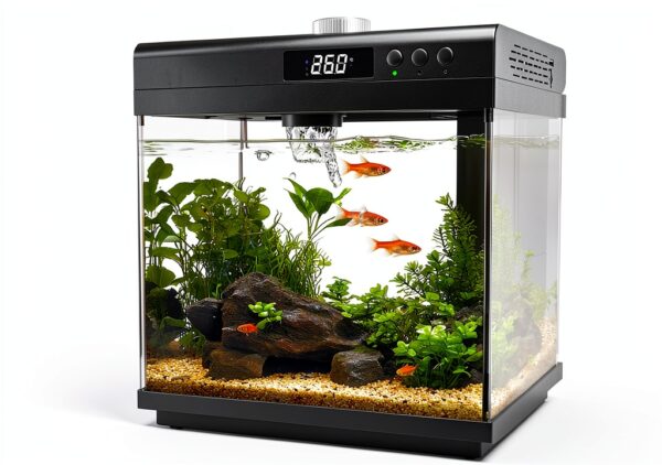 AQQA 3.7 Gallon Aquarium Starter Kit LED Light & 3‑in‑1 Filter Black-0