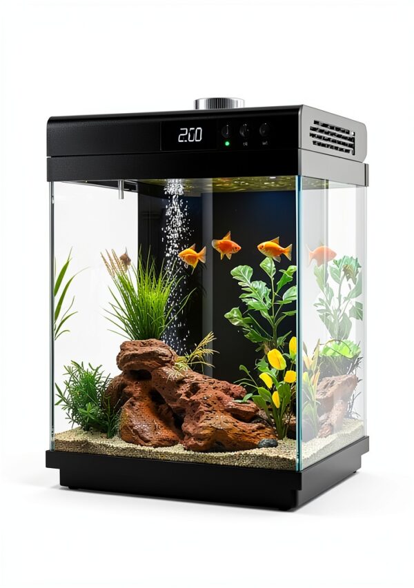 AQQA 3.7 Gallon Aquarium Starter Kit LED Light & 3‑in‑1 Filter Black-6