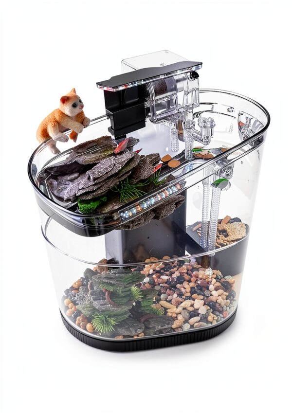 2.2 Gallon Fish Tank Kit HSIFMATE with LED Light and Quiet Filter-1