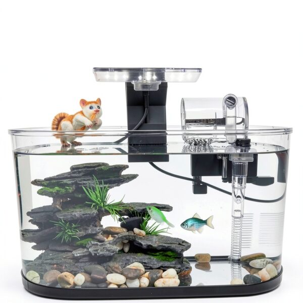 2.2 Gallon Fish Tank Kit HSIFMATE with LED Light and Quiet Filter-2