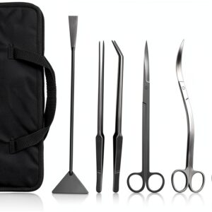 Aquascaping Tools 7-in-1 Kit KnR Harmony Steel Aquarium Set Black-0