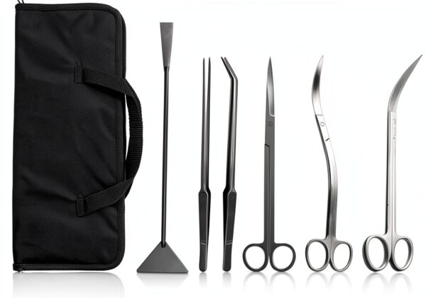 Aquascaping Tools 7-in-1 Kit KnR Harmony Steel Aquarium Set Black-0