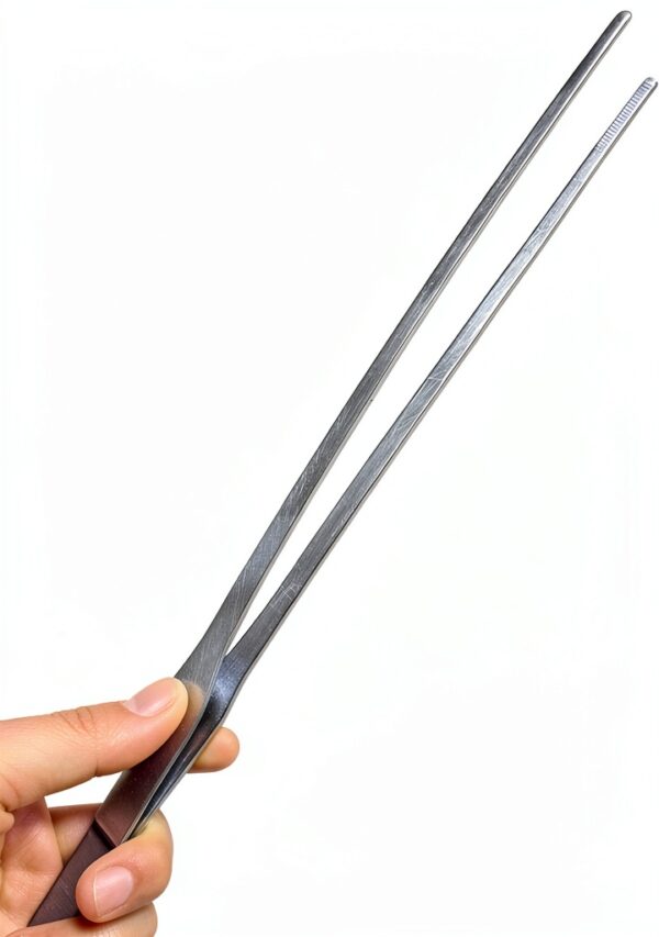 Feeding Tongs yuntop Steel Tweezers 27cm Silver Straight Curved-7