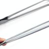 Feeding Tongs yuntop Steel Tweezers 27cm Silver Straight Curved-6