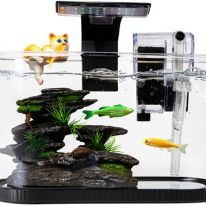 2.2 Gallon Fish Tank Kit HSIFMATE with LED Light and Quiet Filter-0