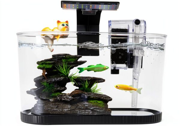 2.2 Gallon Fish Tank Kit HSIFMATE with LED Light and Quiet Filter-0