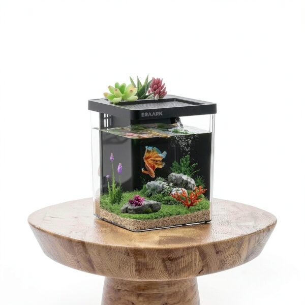 Betta Fish Tank 1.5 Gallon Kit with LED Light & Filter by ERAARK-1