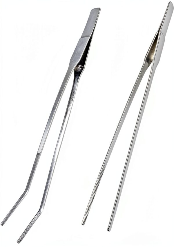 Feeding Tongs yuntop Steel Tweezers 27cm Silver Straight Curved-0