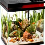 Fish Tank Smart Aquarium Kit, 3.6 Gallon Multi-Layer Filtration System Silent Water Pump, Temperature Display 8 Colors Lighting Auto Feeder Aromatherapy Box for Fish Betta Room Desktop Decor-0