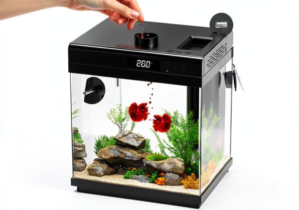 AQQA 3.7 Gallon Aquarium Starter Kit LED Light & 3‑in‑1 Filter Black-3