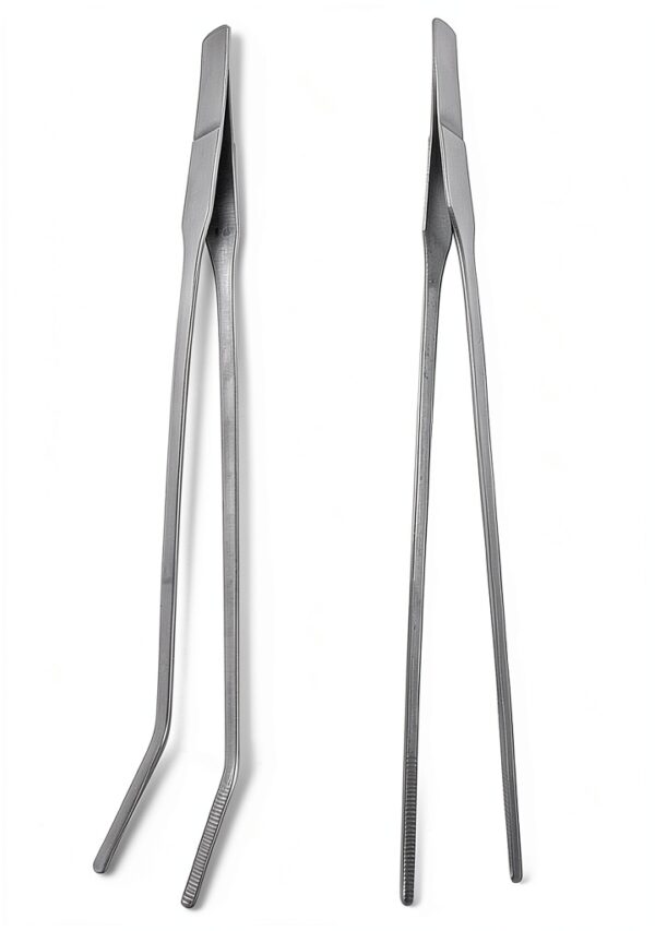 Feeding Tongs yuntop Steel Tweezers 27cm Silver Straight Curved-5