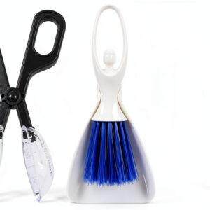 Tiny Cleanning Broom, Scooper Feeding Tool,Mini Dustpan and Brush, Stainless Steel Tweezer for Reptile and Other Small Animals Supplies House Bedding 3Pcs-0
