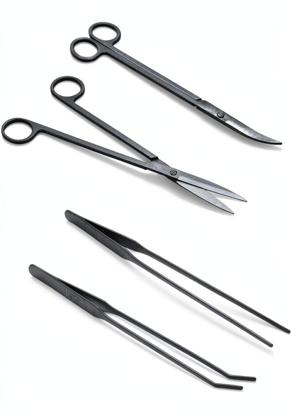 Aquascaping Tools 7-in-1 Kit KnR Harmony Steel Aquarium Set Black-3