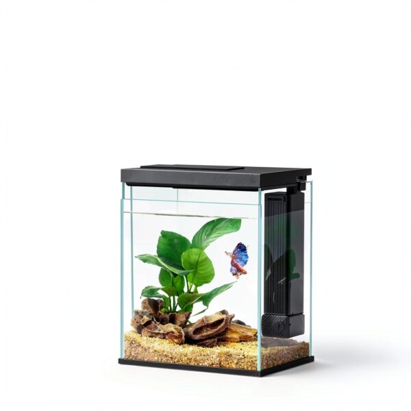 Betta Fish Tank Pronetcus 2 Gallon Glass Aquarium Starter Kit Black-2