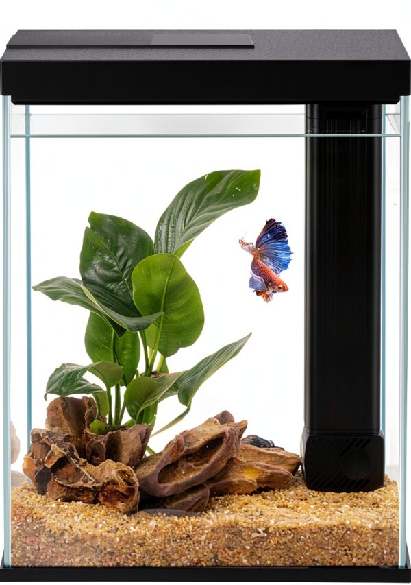 Betta Fish Tank Pronetcus 2 Gallon Glass Aquarium Starter Kit Black-0