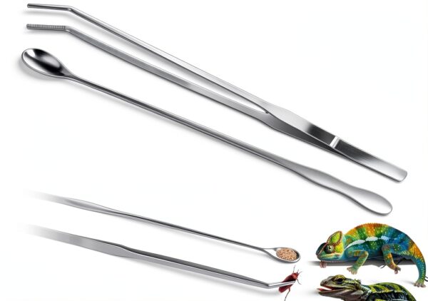 Reptile Feeding Tongs Quelong Stainless Steel Long Spoon 10in/10.6in-0