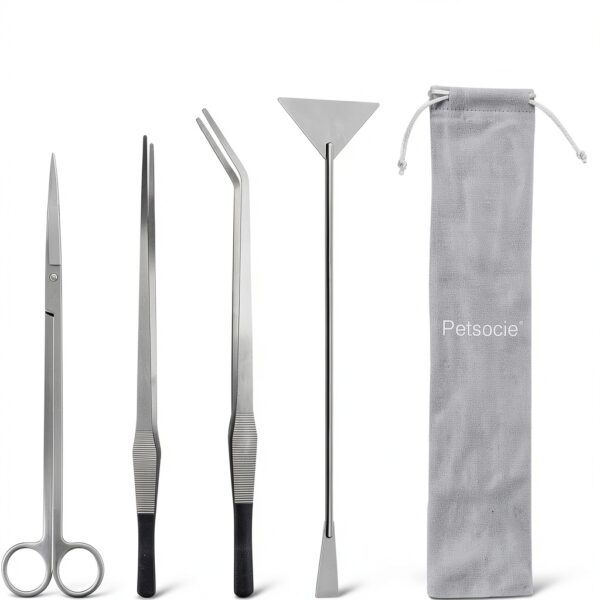Aquarium Aquascape Tools Kit Petsocie 15‑Inch Steel 4‑in‑1 Set-1