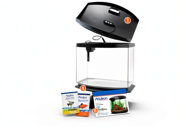 Aqueon LED MiniBow Small Aquarium Fish Tank Kit with SmartClean Technology, Black, 5 Gallon-1