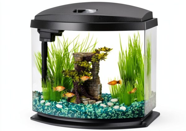 Aqueon LED MiniBow Small Aquarium Fish Tank Kit with SmartClean Technology, Black, 5 Gallon-0
