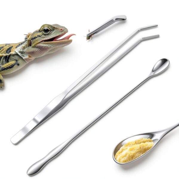 Reptile Feeding Tongs Quelong Stainless Steel Long Spoon 10in/10.6in-1